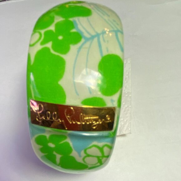 Lilly Pulitzer Lucite Green Floral Print Bracelet - Picture 2 of 4